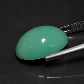 Crisoprasio naturale verde da 13,08 ct, taglio ovale, opaco