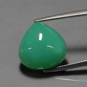 Crisoprasio naturale verde da 13,48 ct, taglio a pera, opaco