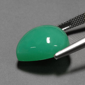 Crisoprasio naturale verde da 13,48 ct, taglio a pera, opaco