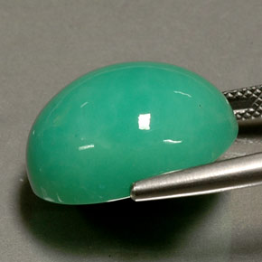 Crisoprasio naturale verde da 21,02 ct, taglio ovale, opaco
