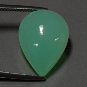 Crisoprasio naturale verde da 17,55 ct, taglio a pera, opaco