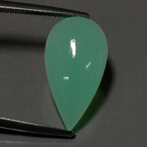Crisoprasio naturale verde da 9,38 ct, taglio a pera, opaco