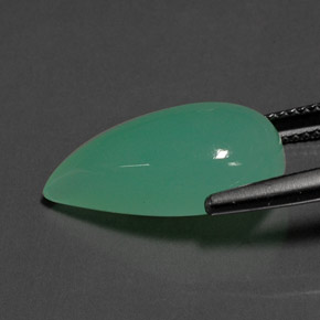 Crisoprasio naturale verde da 9,38 ct, taglio a pera, opaco