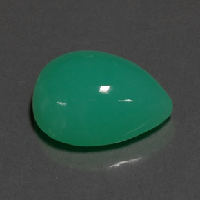 Crisoprasio naturale verde da 9,43 ct, taglio a pera, opaco