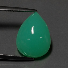 Crisoprasio naturale verde da 9,43 ct, taglio a pera, opaco
