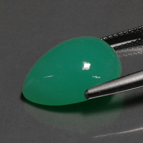 Crisoprasio naturale verde da 9,43 ct, taglio a pera, opaco