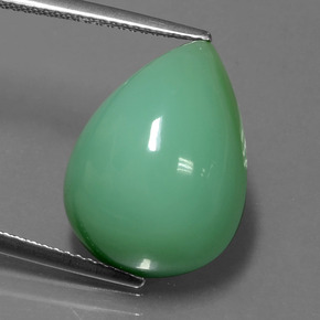 Crisoprasio naturale verde da 14,06 ct, taglio a pera, opaco