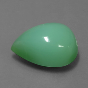 Crisoprasio naturale verde da 14,06 ct, taglio a pera, opaco