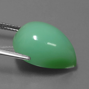 Crisoprasio naturale verde da 14,06 ct, taglio a pera, opaco