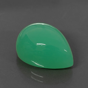 Crisoprasio naturale verde da 15,05 ct, taglio a pera, opaco