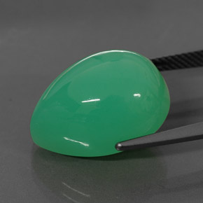 Crisoprasio naturale verde da 15,05 ct, taglio a pera, opaco