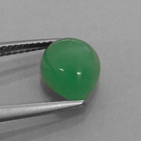 Crisoprasio naturale verde da 2,68 ct, taglio a pera, traslucido