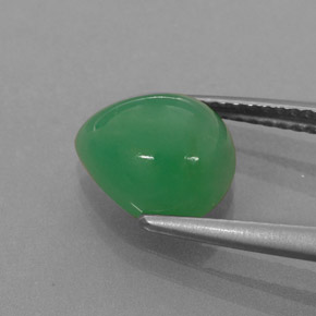 Crisoprasio naturale verde da 2,68 ct, taglio a pera, traslucido