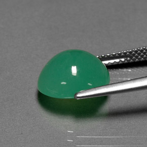 Crisoprasio naturale verde da 4,29 ct, taglio ovale, traslucido