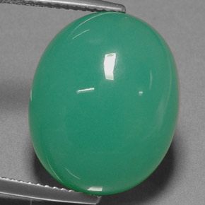 Crisoprasio naturale verde da 22,23 ct, taglio ovale, traslucido