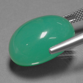 Crisoprasio naturale verde da 22,23 ct, taglio ovale, traslucido