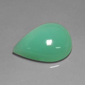 Crisoprasio naturale verde da 21,89 ct, taglio a pera, traslucido