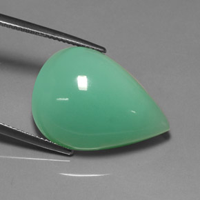 Crisoprasio naturale verde da 21,89 ct, taglio a pera, traslucido