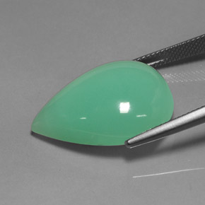 Crisoprasio naturale verde da 21,89 ct, taglio a pera, traslucido