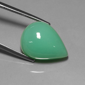 Crisoprasio naturale verde da 17,50 ct, taglio a pera, traslucido