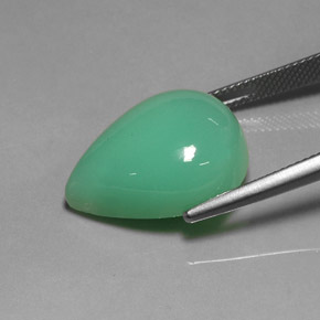 Crisoprasio naturale verde da 17,50 ct, taglio a pera, traslucido