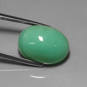 Crisoprasio naturale verde da 22,75 ct, taglio ovale, traslucido