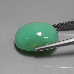 Crisoprasio naturale verde da 22,75 ct, taglio ovale, traslucido