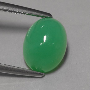Crisoprasio naturale verde da 3,24 ct, taglio ovale, traslucido