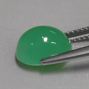 Crisoprasio naturale verde da 3,24 ct, taglio ovale, traslucido