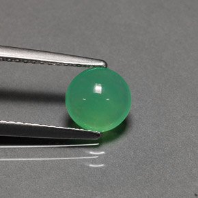 Crisoprasio Verde naturale da 1.10 ct, Taglio rotondo, Traslucido