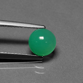 Crisoprasio naturale verde da 1,30 ct, taglio rotondo, traslucido