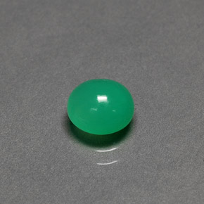 Crisoprasio naturale verde da 1,30 ct, taglio rotondo, traslucido