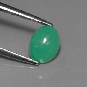 Crisoprasio naturale verde da 1,67 ct, taglio ovale, traslucido