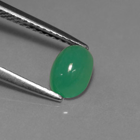 Crisoprasio Verde naturale da 0.92 ct, Taglio ovale, Traslucido