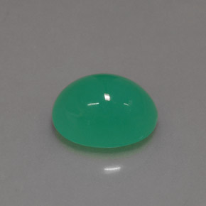 Crisoprasio naturale verde da 1,48 ct, taglio ovale, traslucido