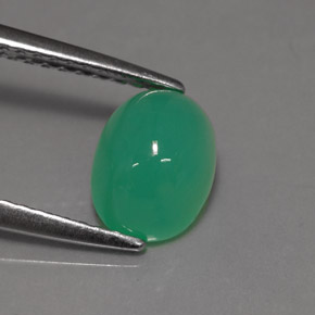 Crisoprasio naturale verde da 1,48 ct, taglio ovale, traslucido