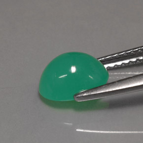 Crisoprasio naturale verde da 1,48 ct, taglio ovale, traslucido
