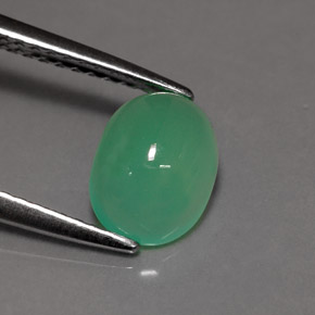 Crisoprasio naturale verde da 1,15 ct, taglio ovale, traslucido