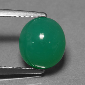 Crisoprasio naturale verde da 2,77 ct, taglio ovale, traslucido