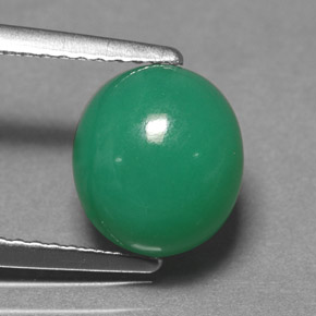 Crisoprasio naturale verde da 3,24 ct, taglio ovale, traslucido