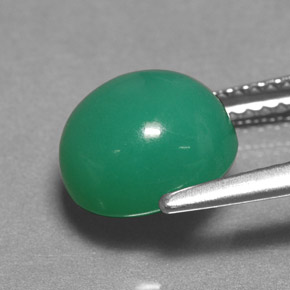 Crisoprasio naturale verde da 3,24 ct, taglio ovale, traslucido