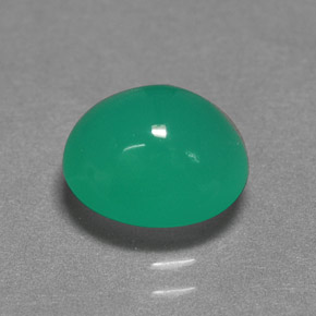 Crisoprasio naturale verde da 2,52 ct, taglio ovale, traslucido