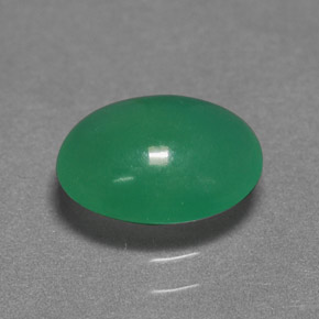 Crisoprasio naturale verde da 1,55 ct, taglio ovale, traslucido