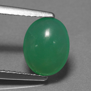 Crisoprasio naturale verde da 1,55 ct, taglio ovale, traslucido