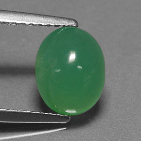 Crisoprasio naturale verde da 1,99 ct, taglio ovale, traslucido