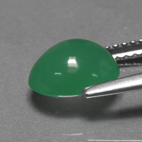 Crisoprasio naturale verde da 1,99 ct, taglio ovale, traslucido