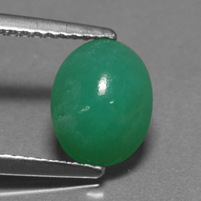 Crisoprasio naturale verde da 1,45 ct, taglio ovale, traslucido