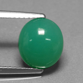 Crisoprasio naturale verde da 2,15 ct, taglio ovale, traslucido