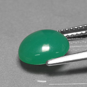 Crisoprasio naturale verde da 2,15 ct, taglio ovale, traslucido