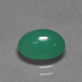 Crisoprasio naturale verde da 1,85 ct, taglio ovale, traslucido